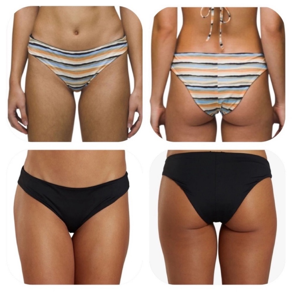NWT PRANA Sz XL Gemma Reversible Bikini Bottom in Water Striped blue orange